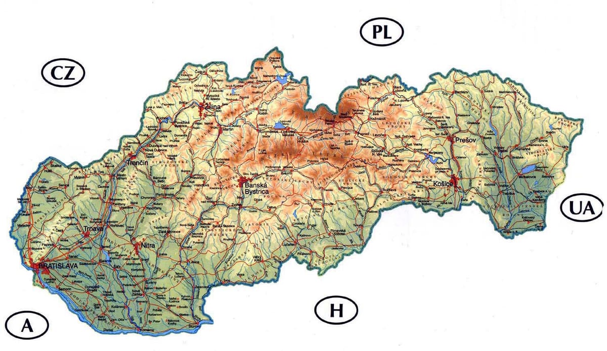 დეტალური რუკა სლოვაკეთი