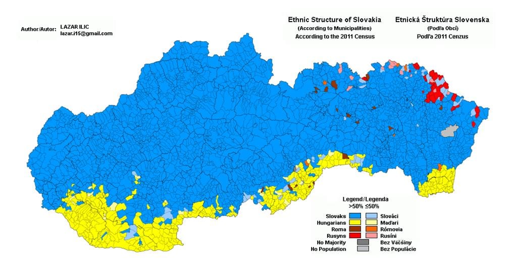 რუკა სლოვაკეთი ეთნიკური