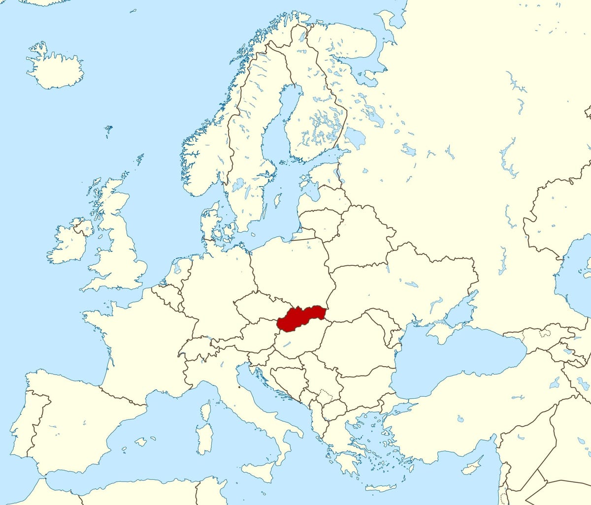 რუკა სლოვაკეთი რუკა ევროპაში