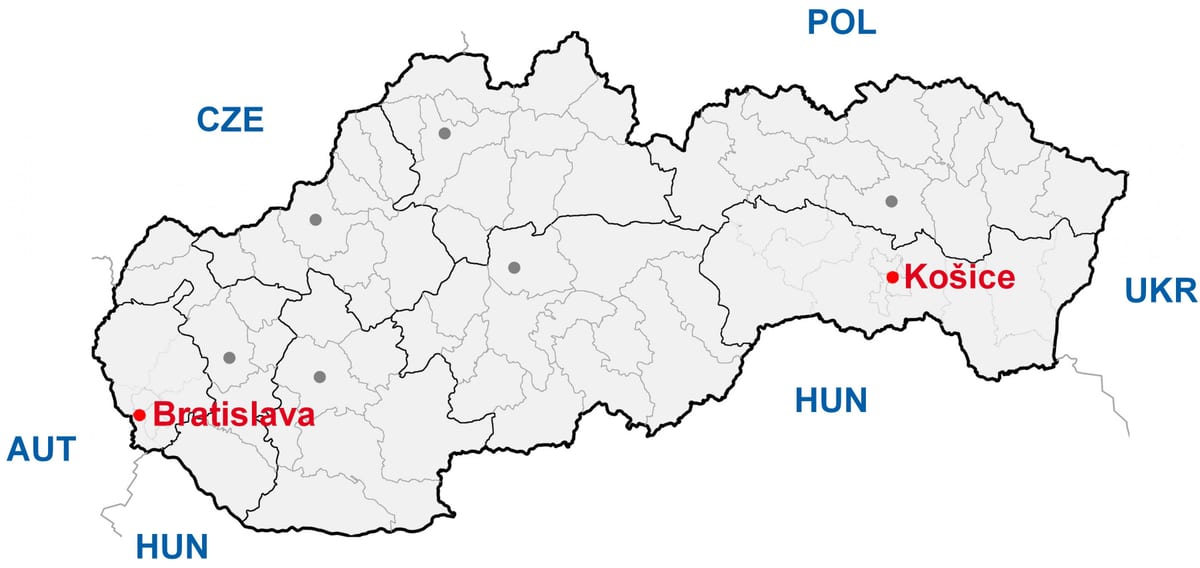 რუკა kosice სლოვაკეთი