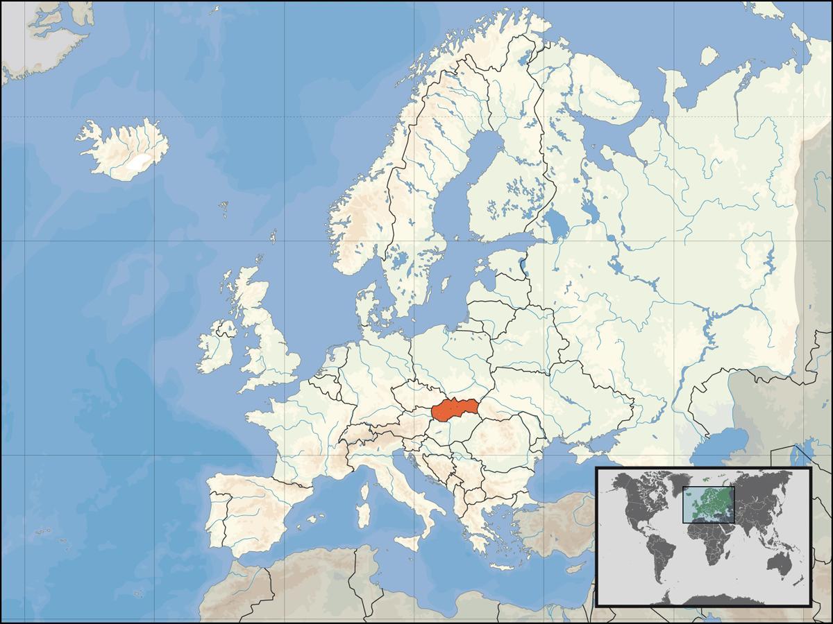 სლოვაკეთი მდებარეობა მსოფლიო რუკა